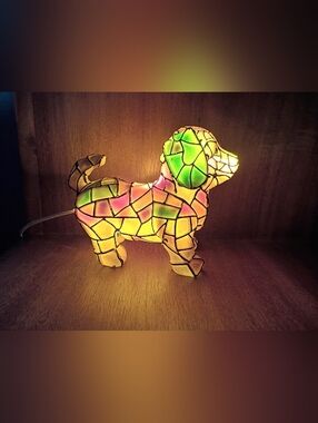 Stained Resin Dog Night Light 3D Dachshund Lamp AS IS